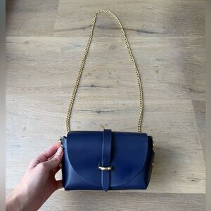 Leather Made in Italy Blue Crossbody